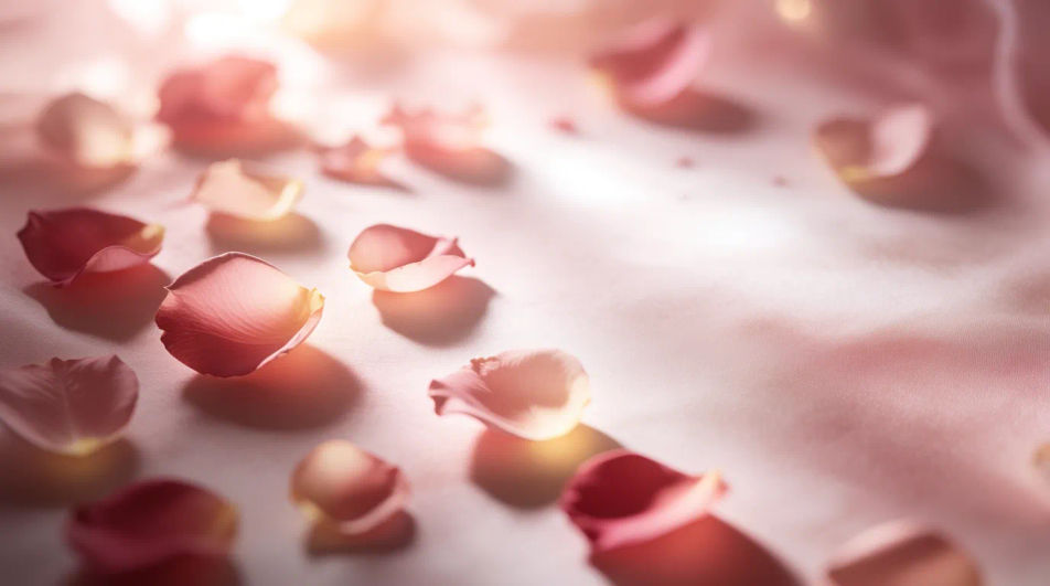 Rose petals scattered