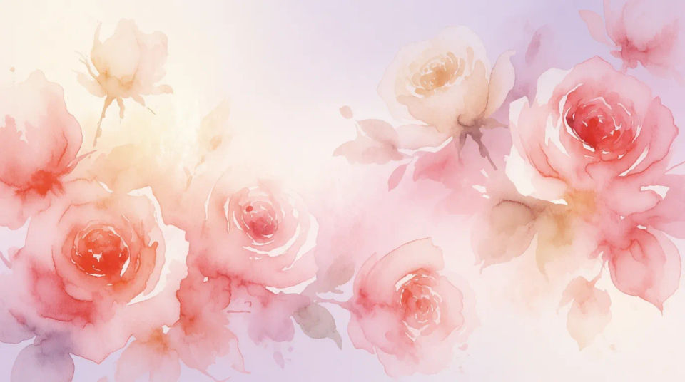 Horizonte de rosas en acuarela