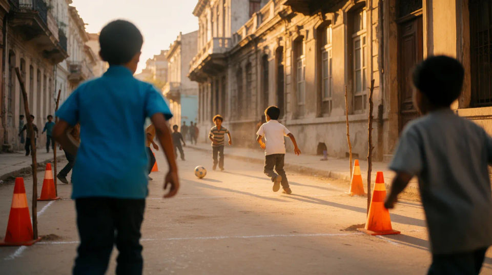 Partido de fútbol callejero