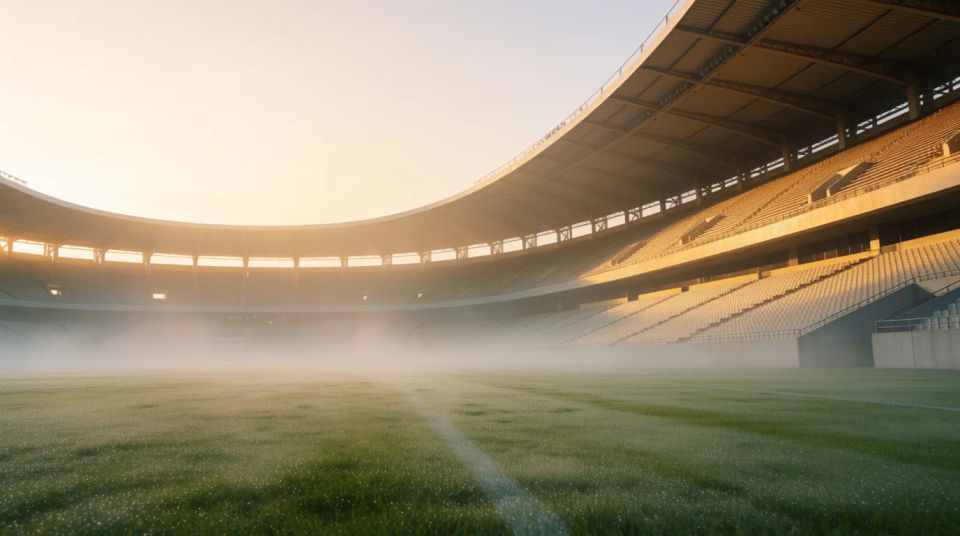 Estadio vacío al amanecer