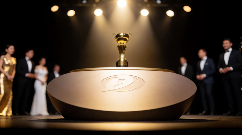 Trophy on the podium
