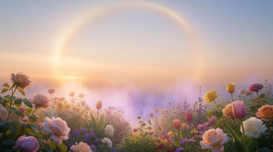 Garden sunrise wide