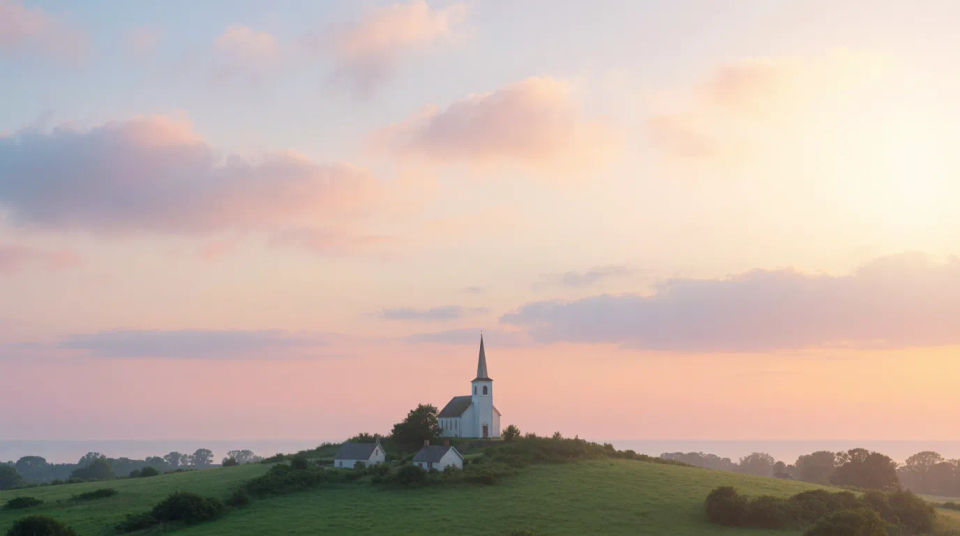 Country church at dawn