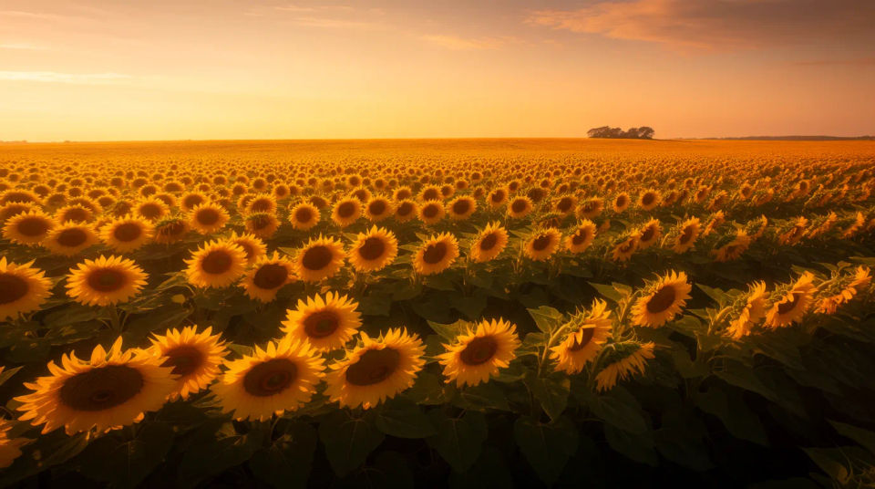 Campo infinito de girasoles