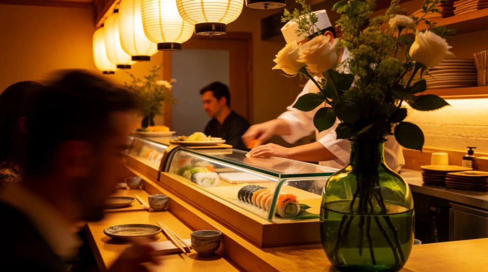 Barra de sushi en acción