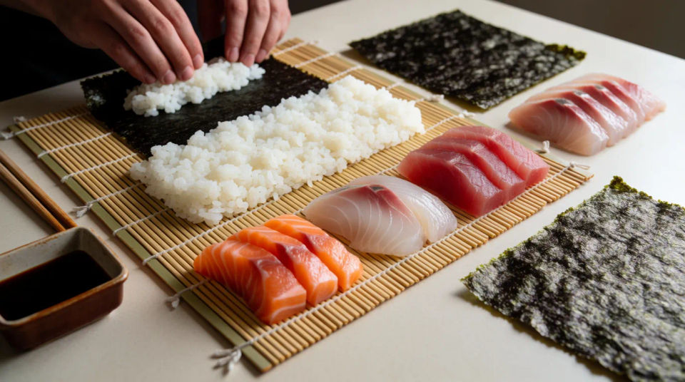 Mesa de preparación de sushi