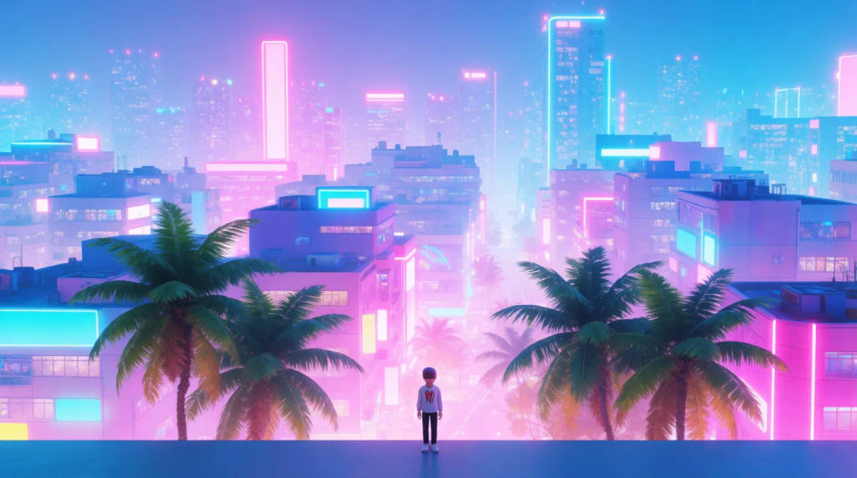 Neon city banner