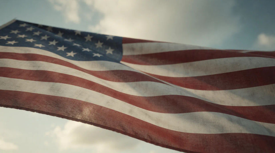Flag against the sky wide
