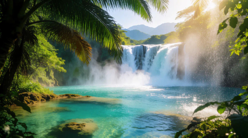 Laguna de cascada tropical