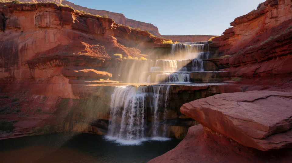 Cascada escalonada en cañón