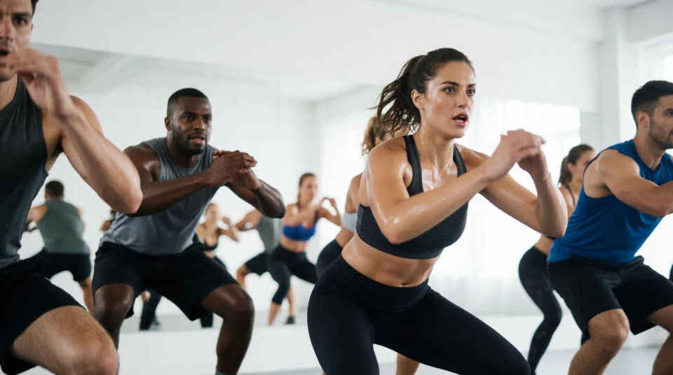 Clase de fitness en grupo