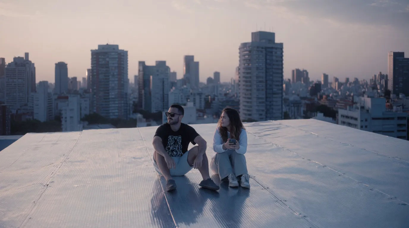 City rooftop dusk