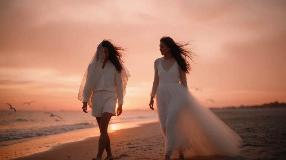 Seaside sunset walk