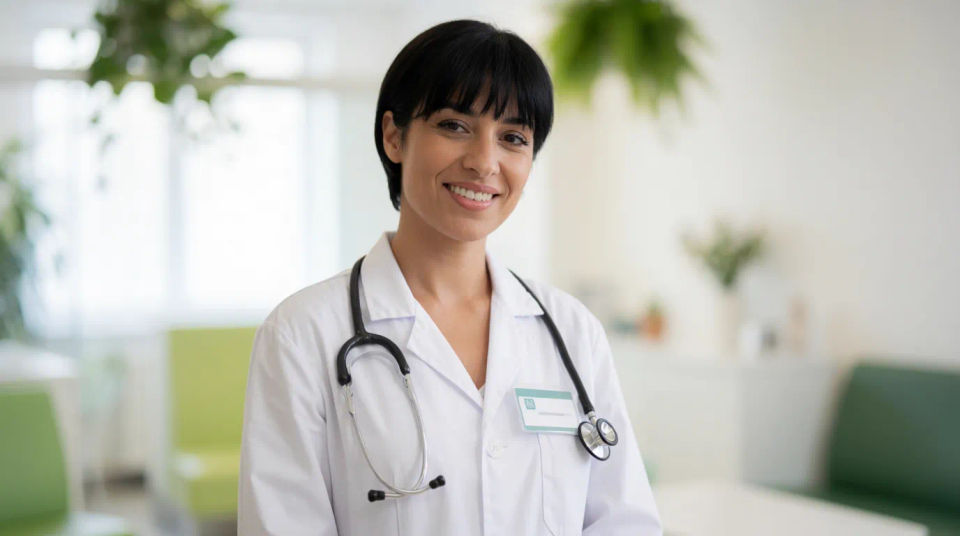 Clinic backdrop portrait