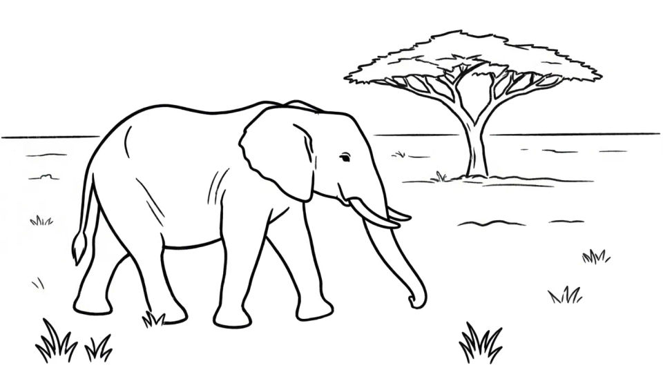 Elephant on the savanna