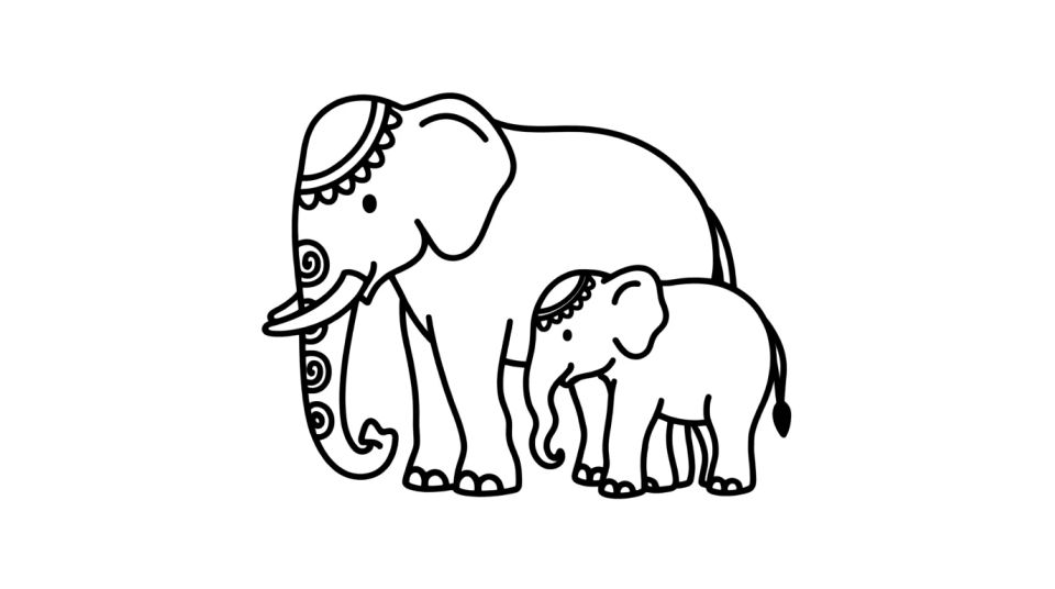 Elephant family scene