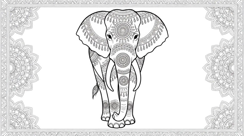 Mandala elephant panel