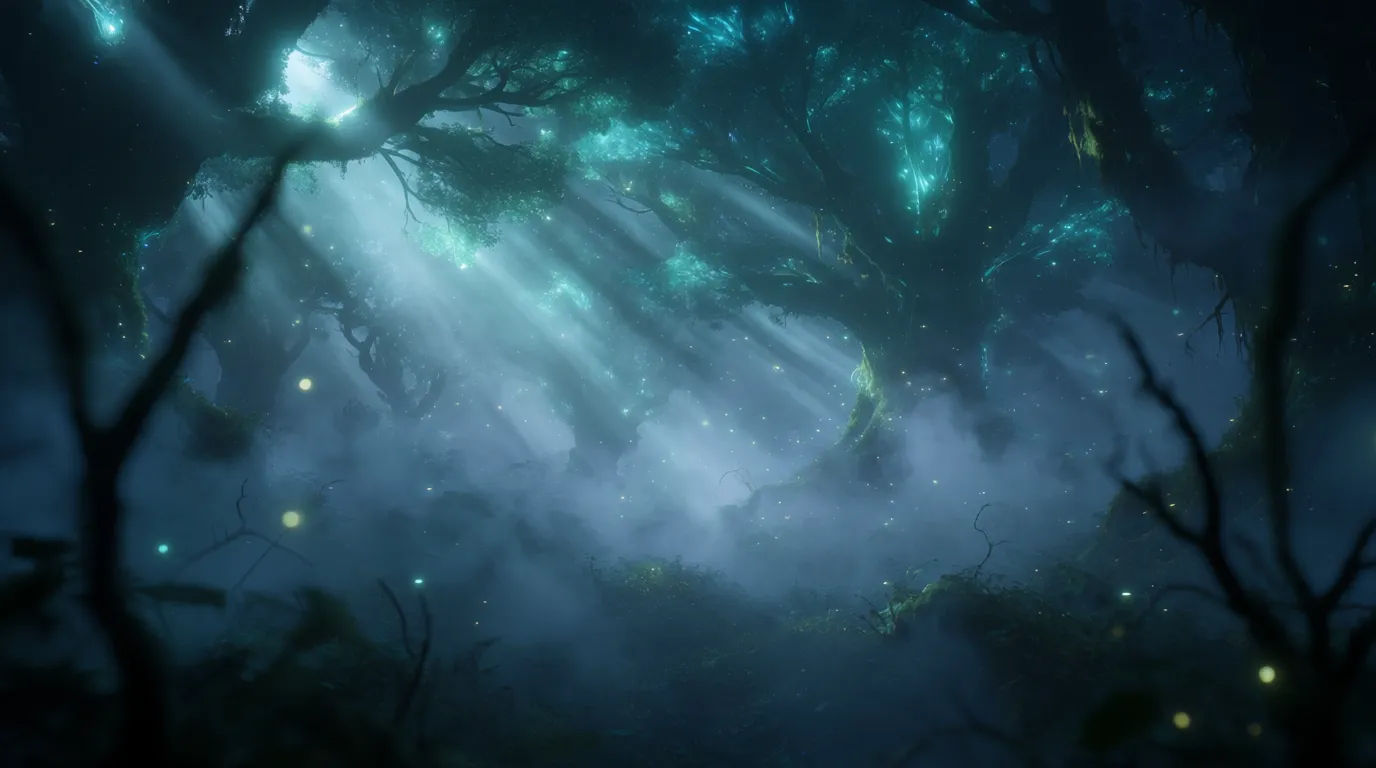 Misty forest depths