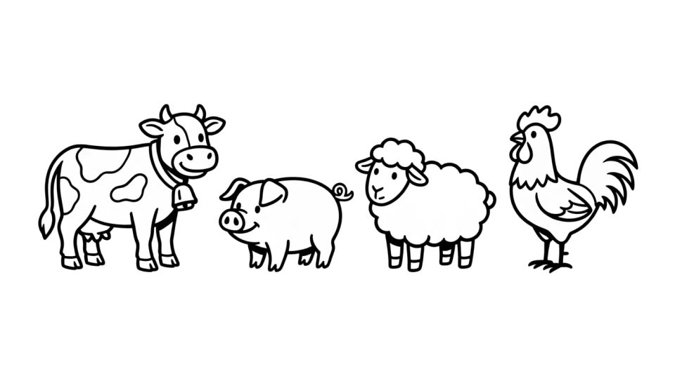 Farm animal lineup
