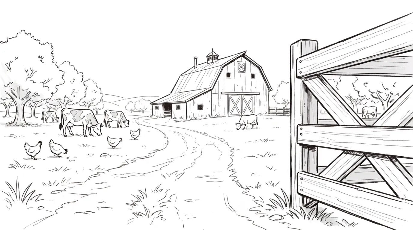 Detailed countryside farm