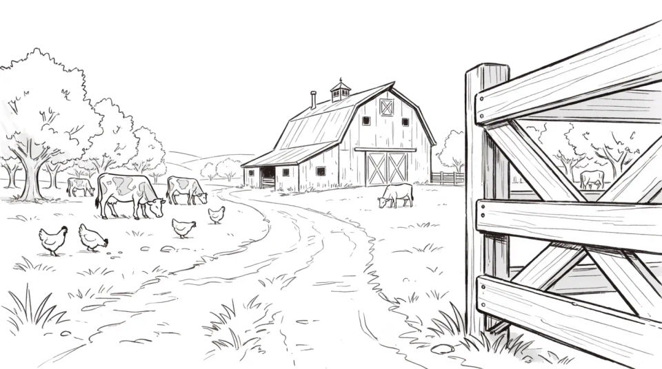 Detailed countryside farm