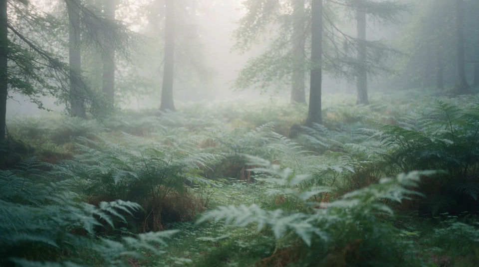 Bosque de helechos neblinoso