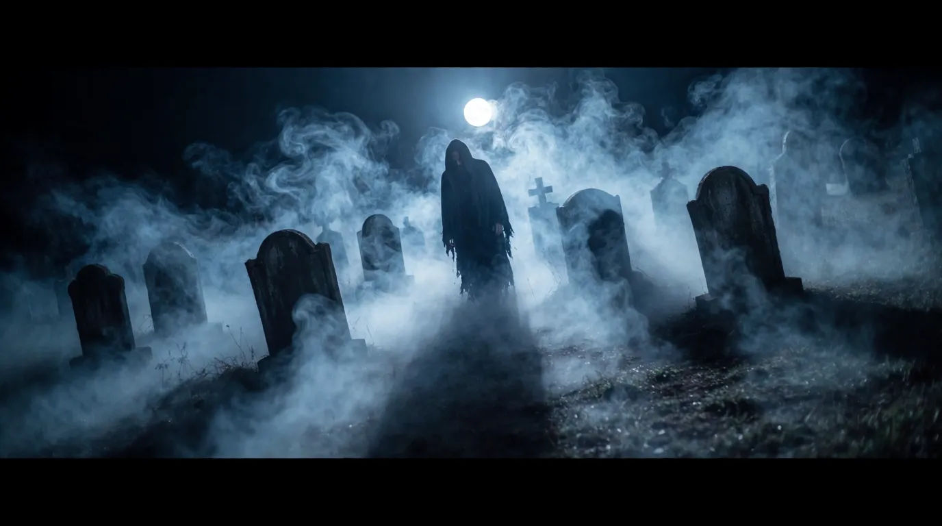 Foggy graveyard
