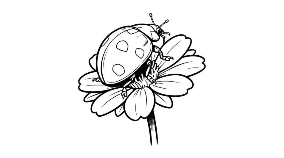 Ladybug and flower close-up