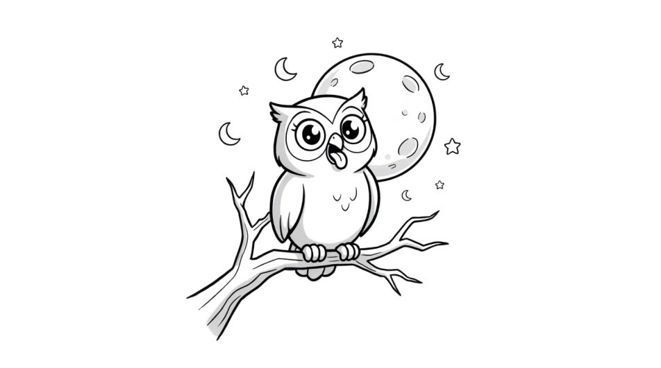 Owl under the moon