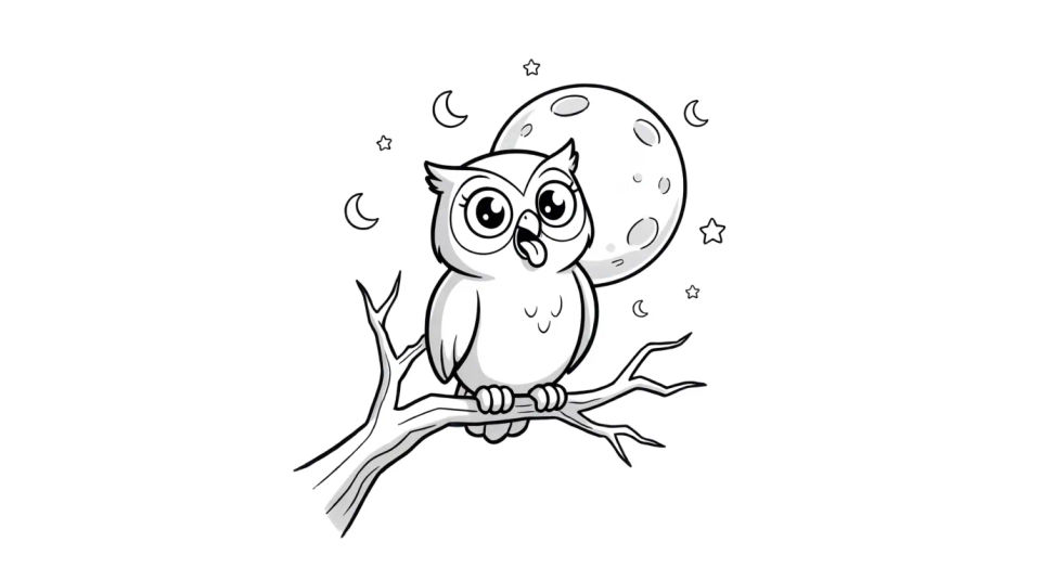 Owl under the moon