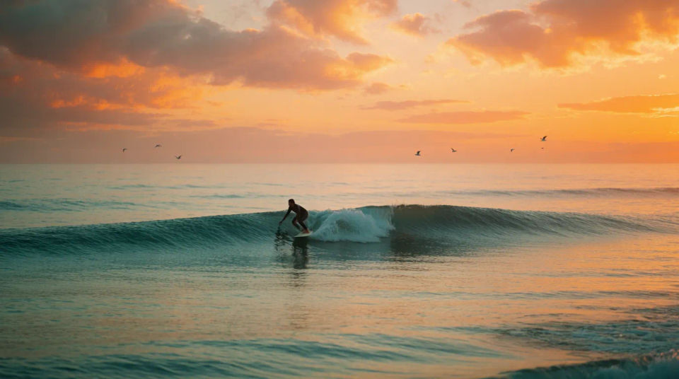 Surfista en la hora dorada