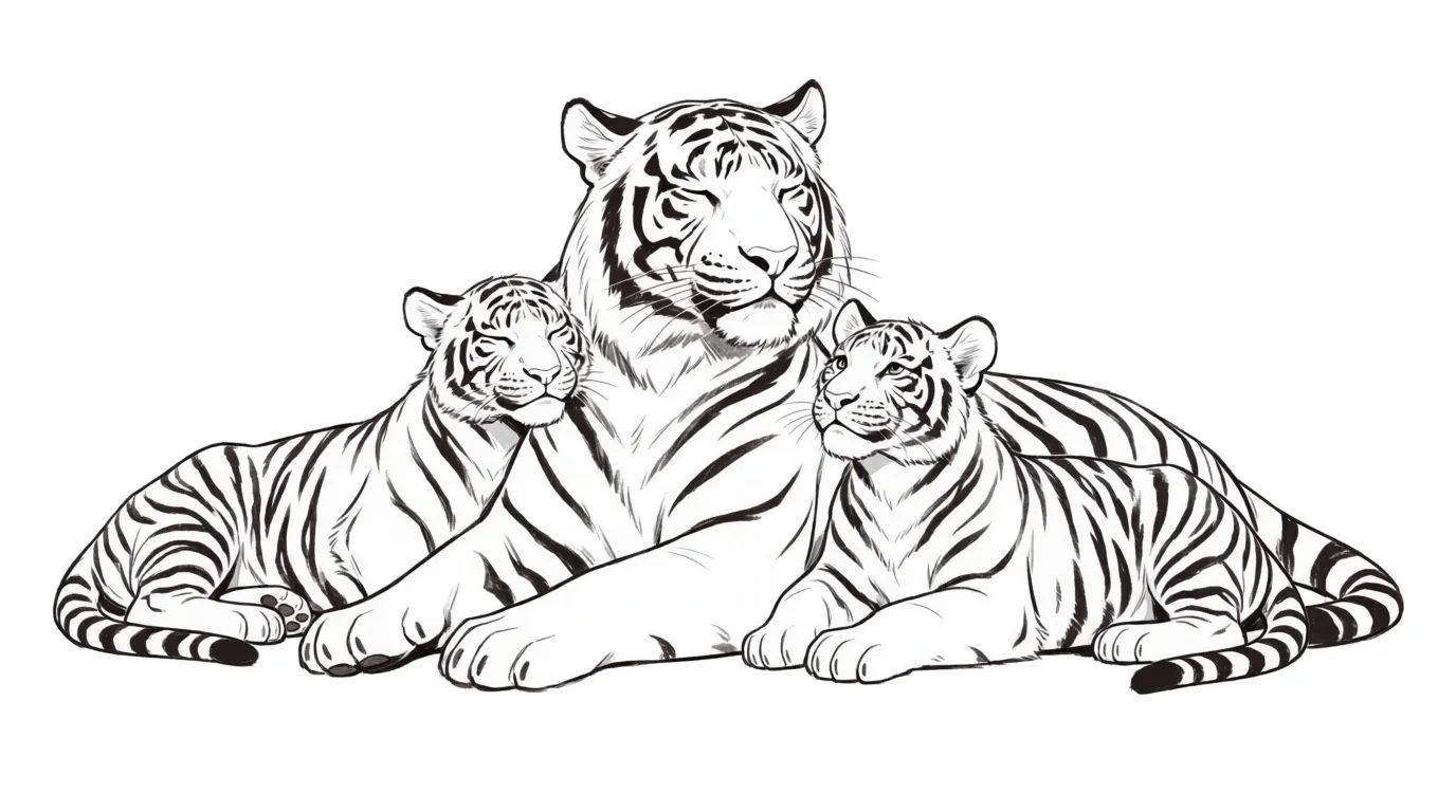 Tiger family scene