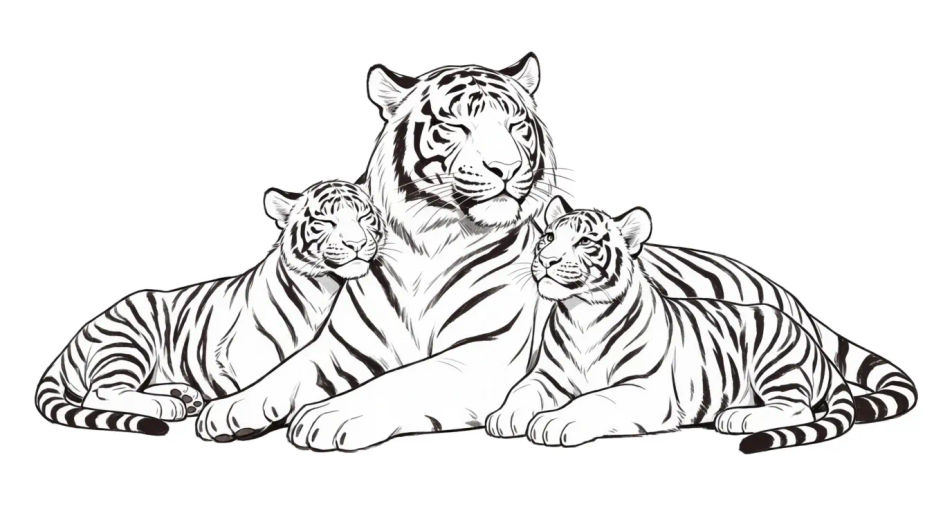 Tiger family scene