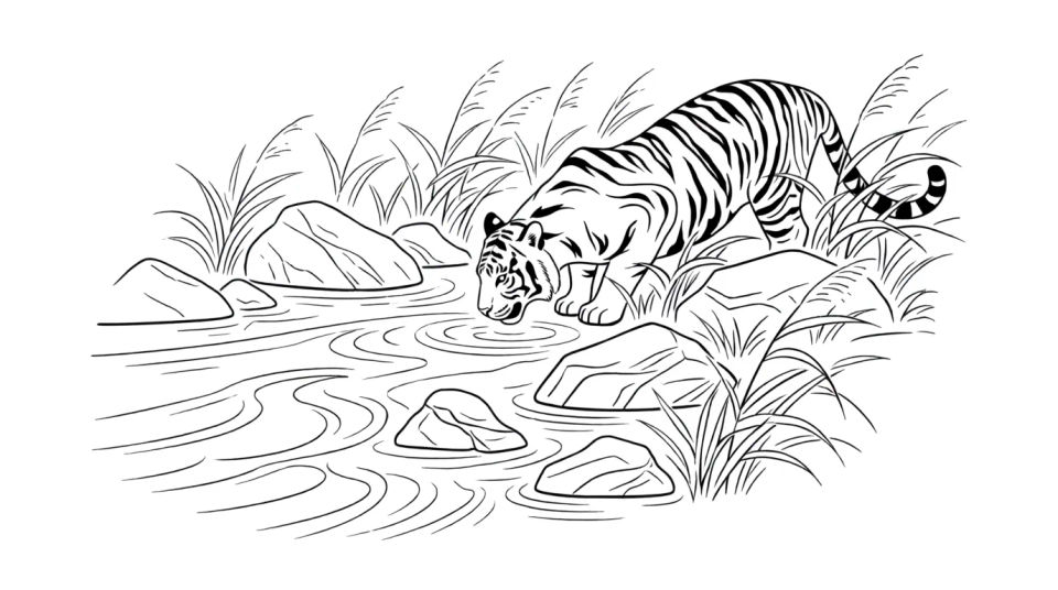 Tiger by the river