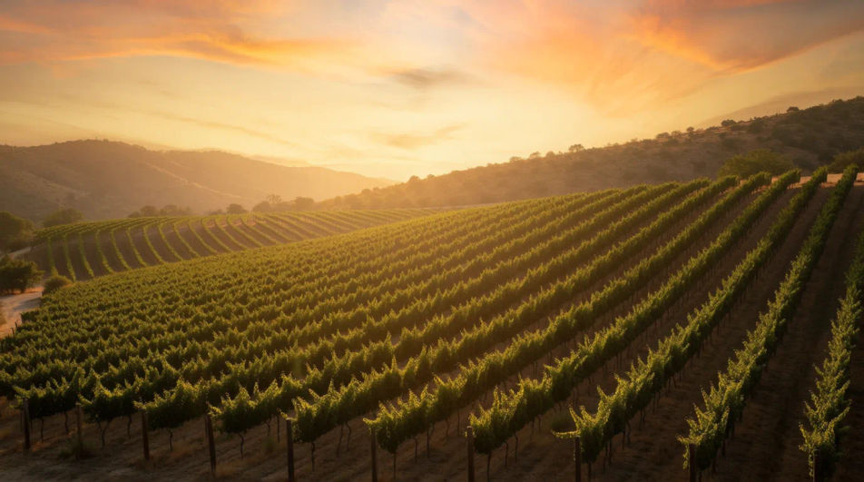 Vineyard at sunset