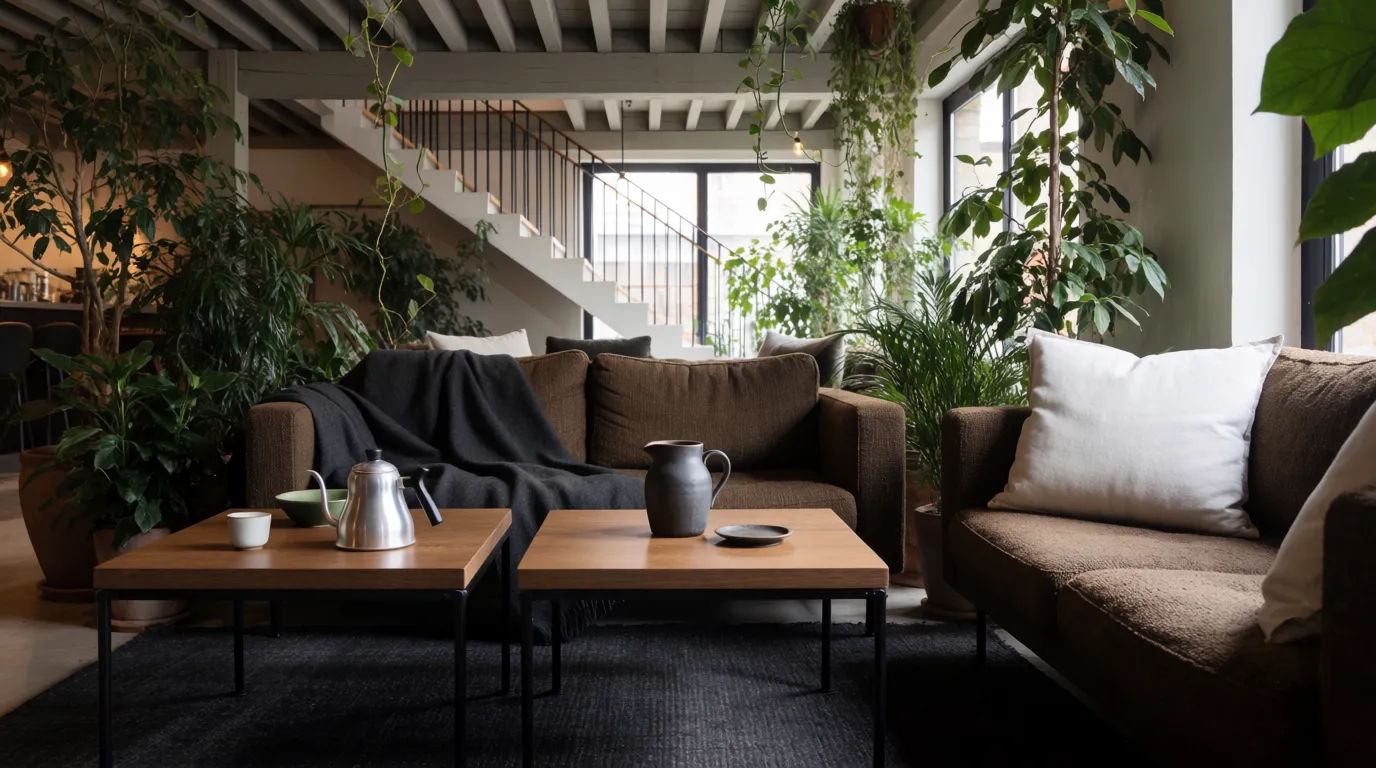 Plant-filled lounge