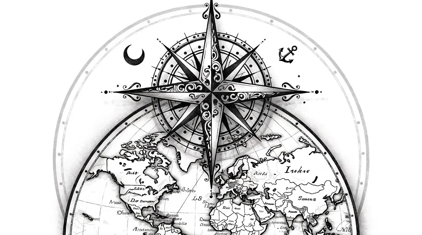 Compass and map back-piece