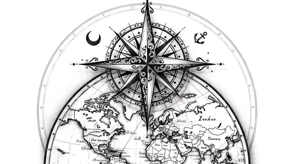 Compass and map back-piece