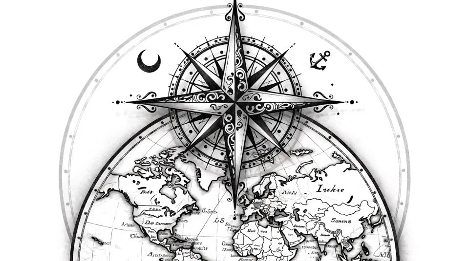 Compass and map back-piece