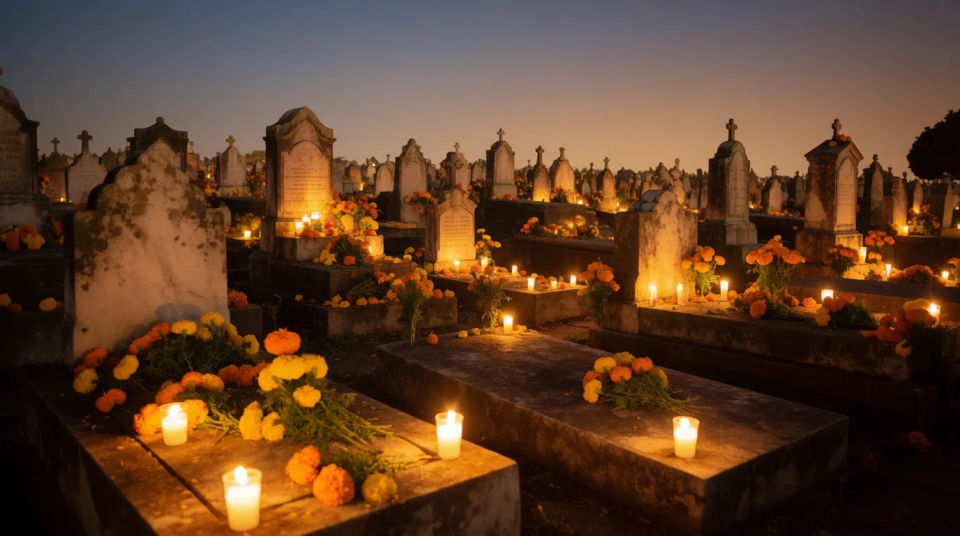 Candlelit graveyard