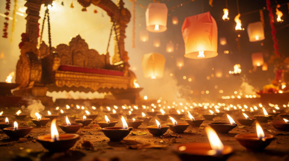 Diya and lanterns