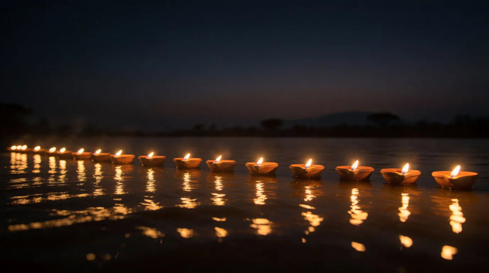 Diyas by the water