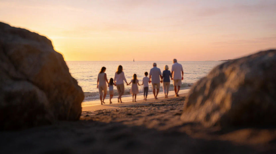 Beach sunset walk