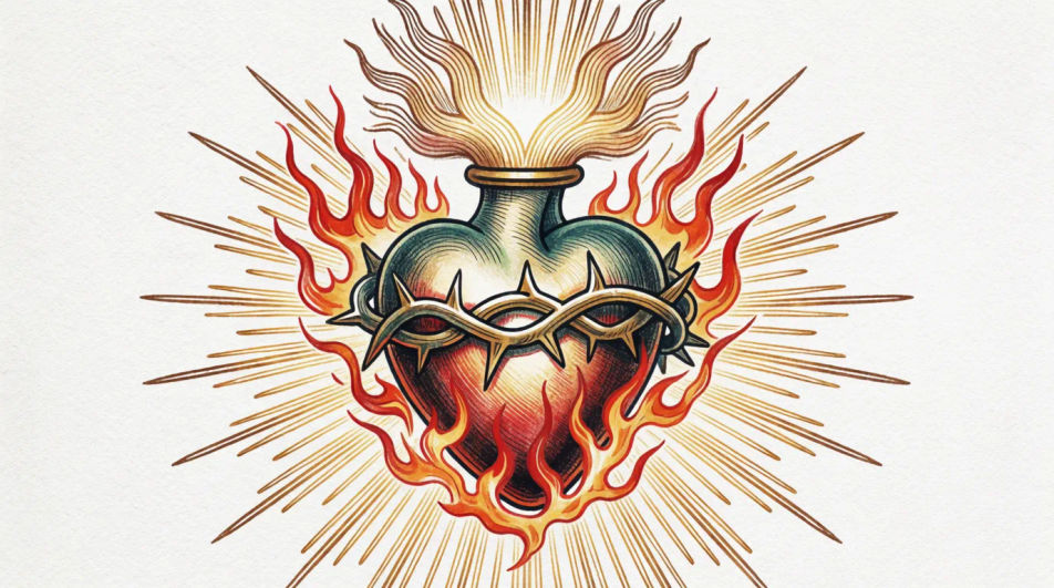 Ornate sacred-heart centerpiece