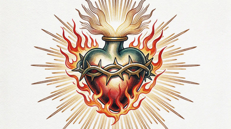 Ornate sacred-heart centerpiece