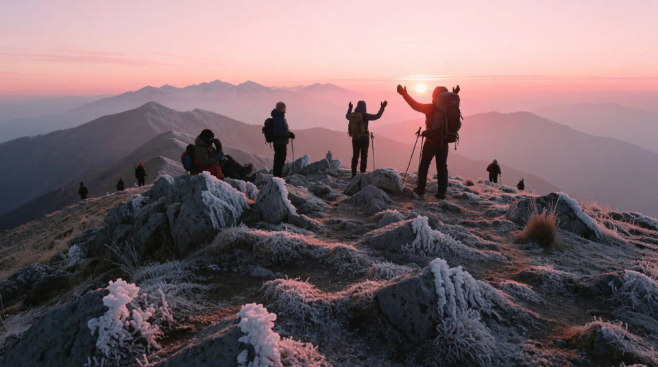 Gipfel bei Sonnenaufgang