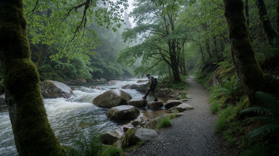 Waldwanderung am Fluss