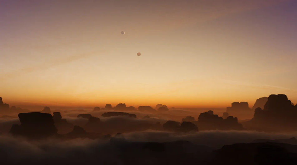 Twin moons dusk