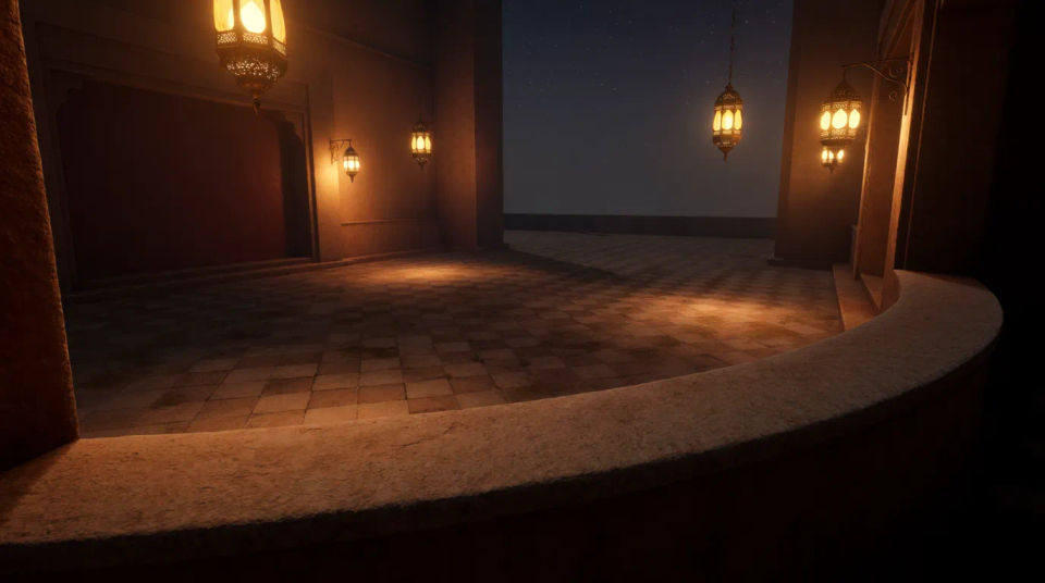 Lantern-lit courtyard