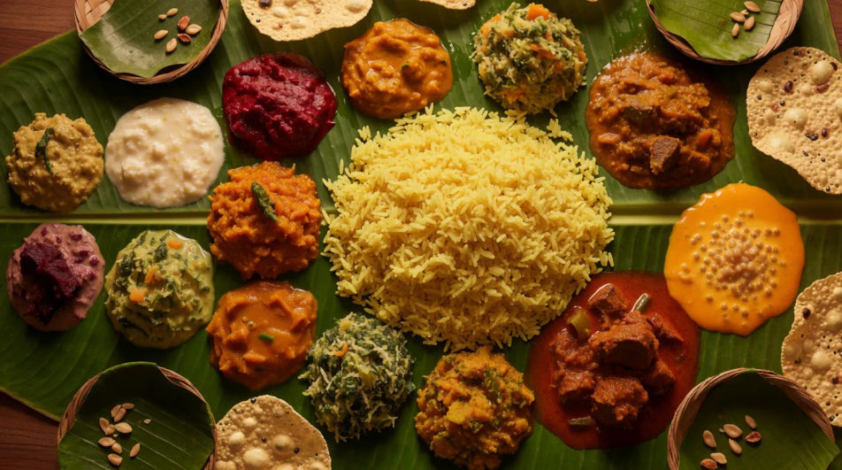 Sadhya feast spread
